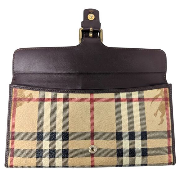 Authentic Burberry Haymarket Check Bifold Wallet w/ Gold Buckle - Picture 2 of 7